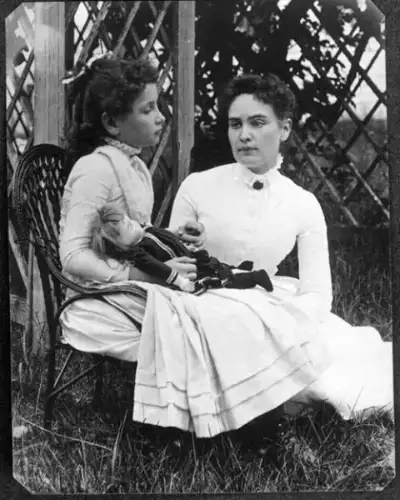 Helen Keller as a child with her teacher Anne Sullivan, July 1888